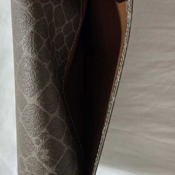 Brown Patterned Tri-Fold Wallet with Leather Accent - Picture 7 of 11